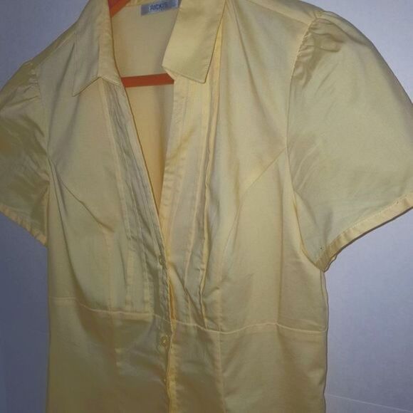 RICKI'S Ladies Lemon Capped Sleeve Blouse Button-Up V-Neck Size  4 NEW - Picture 3 of 10
